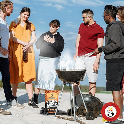Jumbo Lump Grilling Charcoal - Natural Hand Selected Large Pcs - Dust Free Packing & Storage - USA BBQ and Smoking - Premium Restaurant Grade Barbeque Coals (7 lbs)
