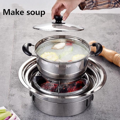 Multifunctional Charcoal Barbecue Grill, Portable Non-Stick Korean BBQ Grill, Tabletop Smoker Furnace Stove for Frying and Baking Outdoor Garden/L