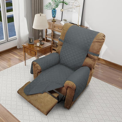 Reversible Chair Covers for Recliner Oversized, Dark Blue | Recliner Oversized Covers for Living Room with Elastic Straps, Water Repellent, Chair Protectors Covers for Dogs
