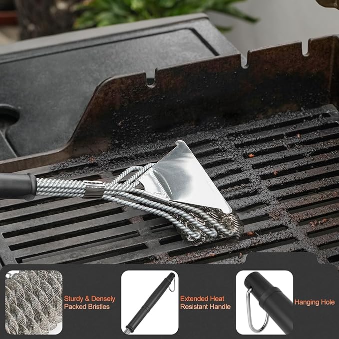 onlyfire 4-in-1 Grill Deep Cleaning Kit, Complete BBQ Cleaner Set for Gas, Charcoal, Electric & Flat-Top Grills – Heavy Duty Grill Brush, Burner Needle Cleaner & Scrapers