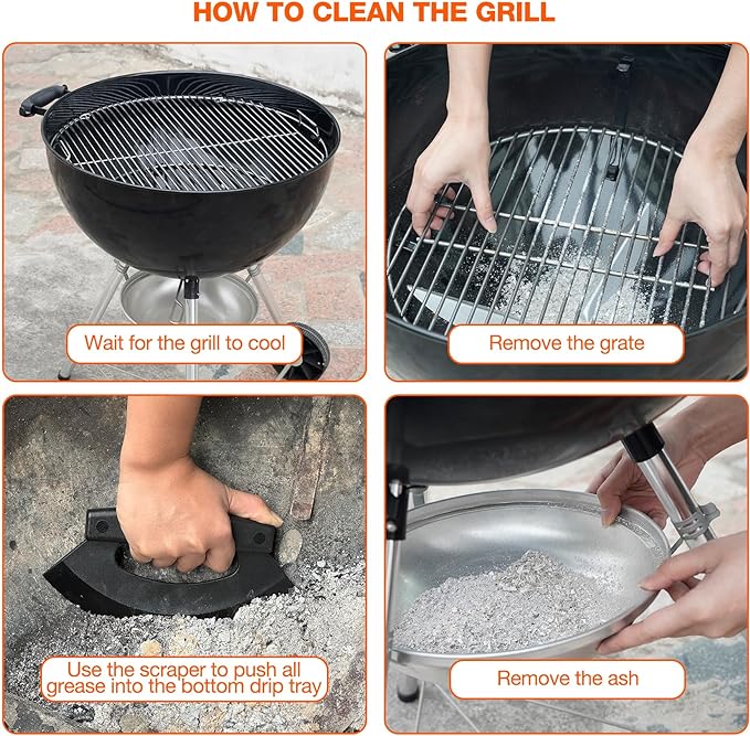 onlyfire Kettle Grill Scraper, BBQ Grill Blade Cleaning Tool for Weber Kettle, Weber WSM Cooker, Kamado Charcoal Grills Like Big Green Egg, Kamado Joe and Outdoor Grills, Safe for Porcelain Coating
