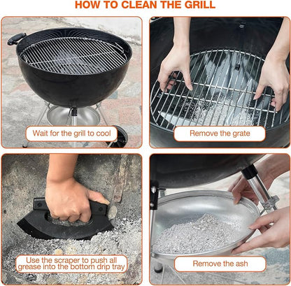 onlyfire Kettle Grill Scraper, BBQ Grill Blade Cleaning Tool for Weber Kettle, Weber WSM Cooker, Kamado Charcoal Grills Like Big Green Egg, Kamado Joe and Outdoor Grills, Safe for Porcelain Coating