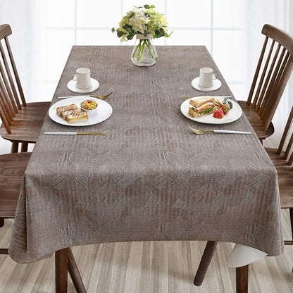 AIRCOWRIE Waterproof Vinyl Tablecloths, Heavy Duty Oil Proof Spill Proof Plastic Table Cloth, Wipe Clean PVC Table Cover for Summer Indoor and Outdoor Use (Brown, 54”×120”, Rectangle)