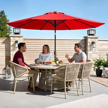 9FT Patio Umbrella,Outdoor Table Umbrella with Push Button Tilt & Crank,Pool Umbrella with Fade-Resistant Canopy, Heavy-Duty Steel Frame, Vented Top, for Deck, Backyard & Market