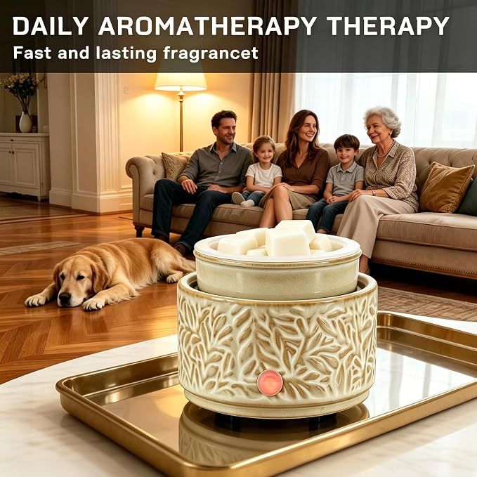 Wax Melt Warmer with Timer and Silicone Liner, 3-in-1 Ceramic Electric Scented Wax Burner for Home Aromatherapy, Fast Melting Fragrance Oil Warmer for Jar Candles Gifts for Women