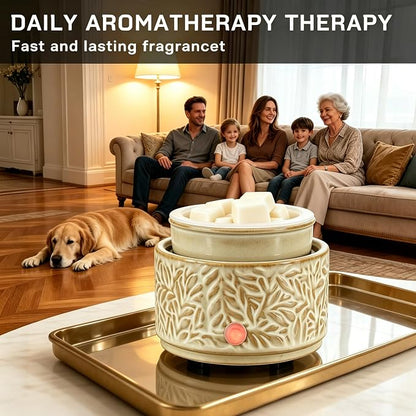 Wax Melt Warmer with Timer and Silicone Liner, 3-in-1 Ceramic Electric Scented Wax Burner for Home Aromatherapy, Fast Melting Fragrance Oil Warmer for Jar Candles Gifts for Women