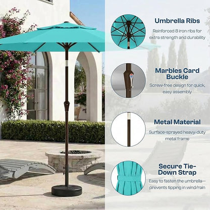 Patio Umbrella, 2 Tier Outdoor Table Umbrella, Large Vented Market Umbrellas with Push Button Tilt and Crank, 8 Sturdy Ribs for Backyard, Deck, Pool, UPF50+ UV Protection