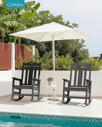 Ciokea Oversized Outdoor Rocking Chair, 380lbs Heavy-Duty Large Patio Rocker, Weather Resistant & Anti-Fade Porch Chair, High Back Cozy Rocking Chair for Outside, Fire Pit, Deck, Garden, Dark Grey
