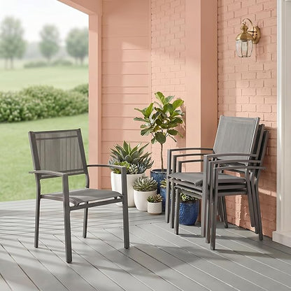 Heavy-Duty Metal Patio Chairs Set of 4, Outdoor Patio Chairs with Breathable Quick-Drying Textilene, Outdoor Chair with 110° Ergonomic High Backrest for Porch, Patio, Garden, Deck, Backyard