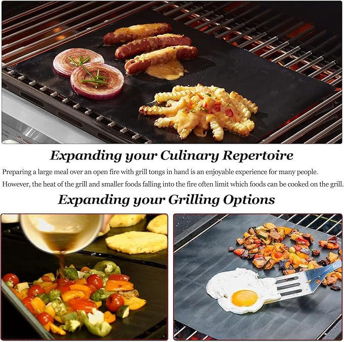 UBeesize 6 Pack Black Grill Mats for Outdoor Grill, Heavy Duty BBQ Grilling Matt & Oven Liners, Resuable, Easy to Clean, Works on Gas Charcoal Electric Grill, Smoker, Oven -15.75 x 13 Inch
