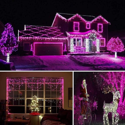 Purple Halloween Lights String Outdoor Plug In 78 FT 240 LED | 8 Modes, IP44 Waterproof, Black Wire Super Long Halloween Twinkle Light for Tree Pillar Party Fence Railing Horror Party