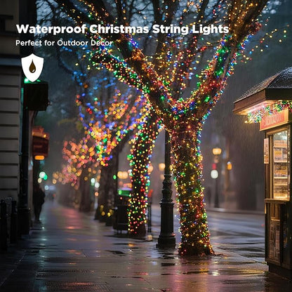 WBao Christmas Lights Indoor Outdoor 300LED 108ft, Super Bright LED Christmas String Lights with UL Certified, 8 Modes, Timer, Connectable & Waterproof for Trees, Patio, Xmas Party Decor, Multicolor