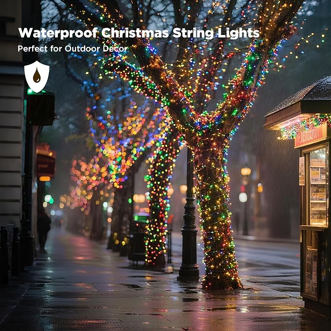 WBao Long Christmas Lights Indoor Outdoor 500LED 174ft, Super Bright LED Christmas String Lights with UL Certified, 8 Light Modes, Timer, Memory & Waterproof for Trees, Patio, Party Decor, Multicolor