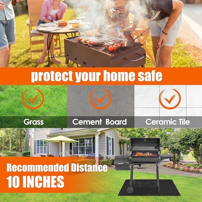 3 Layers Thickening70x48 inchs Large Grill Mat for Outdoor Grill,Barbeque Grill Cooking Mats for Outdoor Floor Mat,BBQ Grill Mat Under Grill to Protect Deck,Grass,Patio,Indoor Fireplace Mats