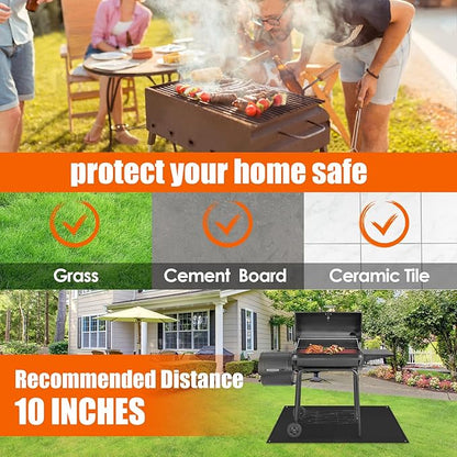 3 Layers Thickening70x48 inchs Large Grill Mat for Outdoor Grill,Barbeque Grill Cooking Mats for Outdoor Floor Mat,BBQ Grill Mat Under Grill to Protect Deck,Grass,Patio,Indoor Fireplace Mats
