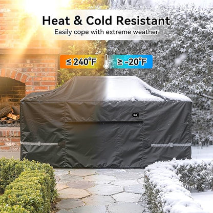 110 Inch Island Grill Cover, 600D Heavy Duty Waterproof Extra Large Grill Cover for Outside, Tear & Fade Resistant Outdoor Kitchen Cover with Buckle, Drawstring, Air Vent, Black