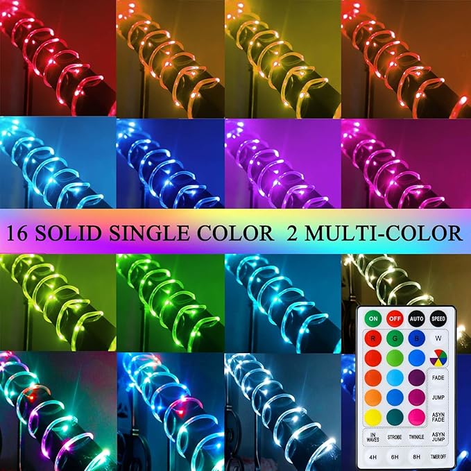 LitHome 50 FT Solar Rope Lights Outdoor Waterproof, 18 Colors Changing 150 LED Rope Lights for Outside with Remote, Solar Fairy String Tube Light for Pool Trampoline Tree Garden Yard Christmas Decor