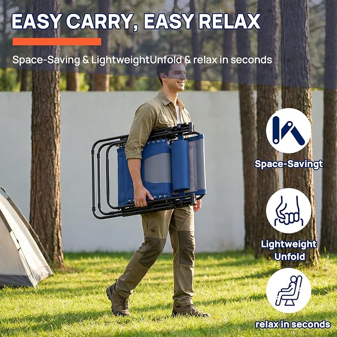 Alpen Zero Gravity Chair, Portable Padded Patio Chairs for Outdoor Camping | Portable Padded Patio Chair with Foldable Design for Camping, Outdoor events, Balconies and Backyard Relaxation.