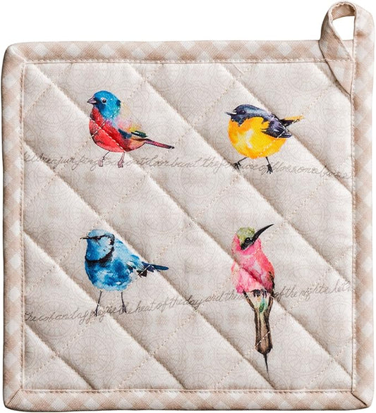 Maison d' Hermine Birdies On Wire 100% Cotton Pot Holder, 8 - inch by 8 - inch.