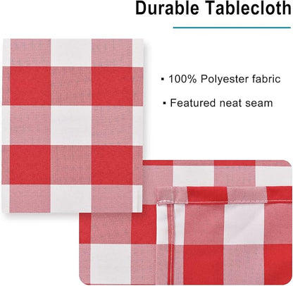 Hiasan Checkered Rectangle Tablecloth - Stain Resistant, Waterproof and Wrinkle Resistant Washable Table Cloth for Dining Room, 54 x 108 Inch, Red and White Gingham Pattern