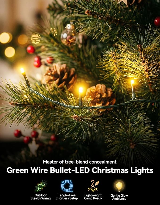LitHome 328FT 1000 LED String Lights Outdoor Indoor, 8 Modes Waterproof Christmas String Lights with Timer & Memory Function, Outdoor Christmas Lights Green Wire for Xmas Tree Party Garden, Warm White