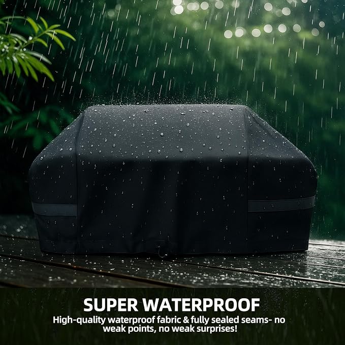 Grill Cover for Megamaster Tabletop Grill 820-0065C, Waterproof, Cover Only | UV Resistant, Windproof Drawstring & Strap, Propane Tank Can Also Be Covered, Outdoor Gas Grill Accessories, Patio BBQ Shield