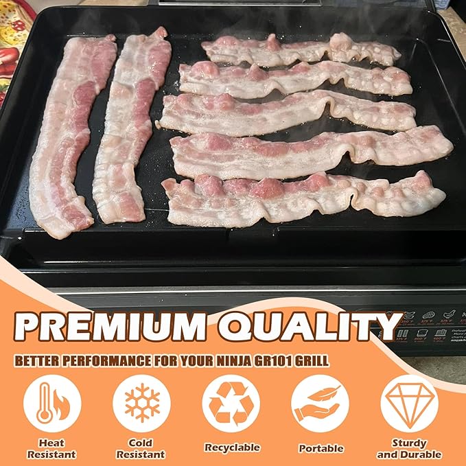 GR101 Grill Plate Replacement Part for Ninja Sizzle Smokeless Indoor Grill & Griddle, 14'' Flat Top Grill Plate Parts for Ninja GR100 Series Electric Grill, GR101 Griddle Plate, Non-stick