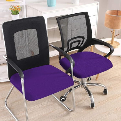 Smiry Office Computer Chair Seat Covers for Desk, Anti-dust Protector | Stretch Jacquard Removable Washable Desk Chair Seat Cushion Protectors, Violet