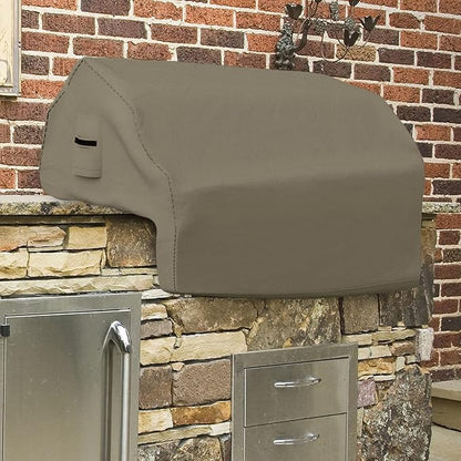 Covers & All Built-in Grill Cover for Outdoor Grill – Heavy Duty 12 oz Waterproof Built-in BBQ Grill Cover, PVC-Coated Polyester with Elastic Hem for Snug Fit (44 x 27 x 26 inches, Beige)
