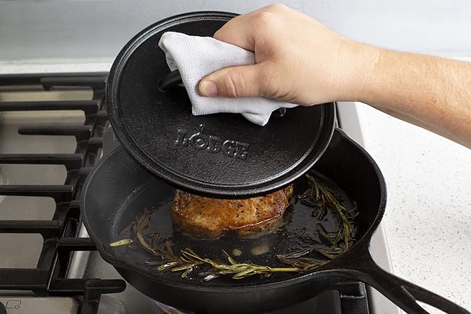 Lodge Pre-Seasoned Round Cast Iron Press - Cast Iron Griddle Press for a Restaurant-Quality Sear - Unparalleled Heat Retention - Use on the Stove or the Grill - 8 Inch (Pack of 3)