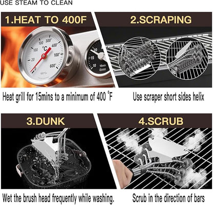 2 Pack Grill Brush and Scraper Bristle Free – Safe BBQ Brush for Grill – 18'' Stainless Grill Grate Cleaner - Safe Grill Accessories for Porcelain/Weber Gas/Charcoal Grill – Gifts for Grill Wizard
