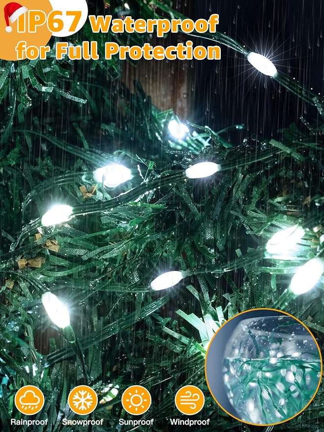 BrightChristmas 600 LED 196 FT Christmas Lights, Waterproof String Lights with Remote and Timer, Christmas Tree Lights with 8 Modes Dimmable, Fairy Lights for Holiday Decor (Cool White)