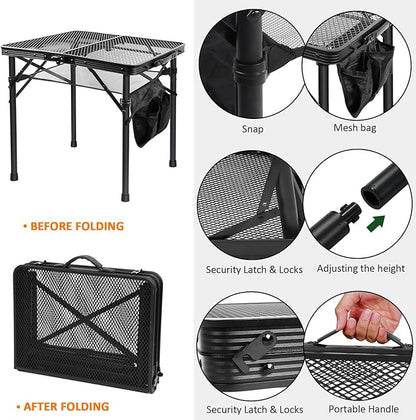 E EASTSTORM Folding Picnic Table for Grill Outdoor Camping Table with Portable Mesh Bag, Compact & Foldable for Easy Storage - Great for Picnic, Garden, Patio, Dining, BBQ, Party, Market 2Ft