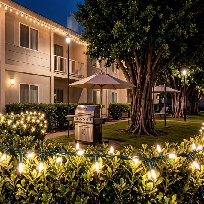 100 LED Warm White Green Wire Christmas String Lights, UL Certified and Commercial Decorative Lighting String 35 Ft, for Indoor Outdoor Christmas Trees, Patio, Trees.