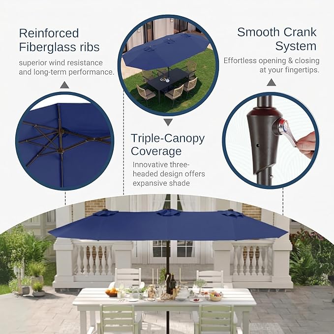 15FT Large Patio Umbrella with Base Included