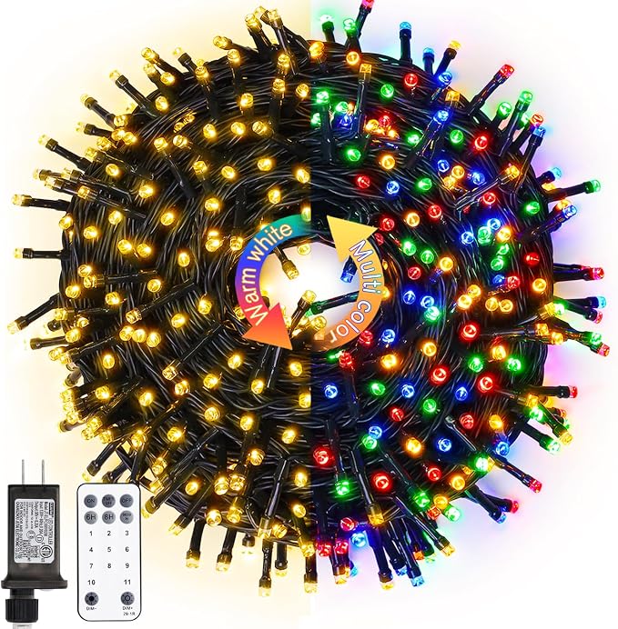 JMEXSUSS 200 LED Color Changing Christmas Lights, Warm White & Multicolor | 66ft, Plug in, Connectable, Waterproof, String Lights with Remote, Christmas Tree Lights for Indoor Outdoor Christmas Decor