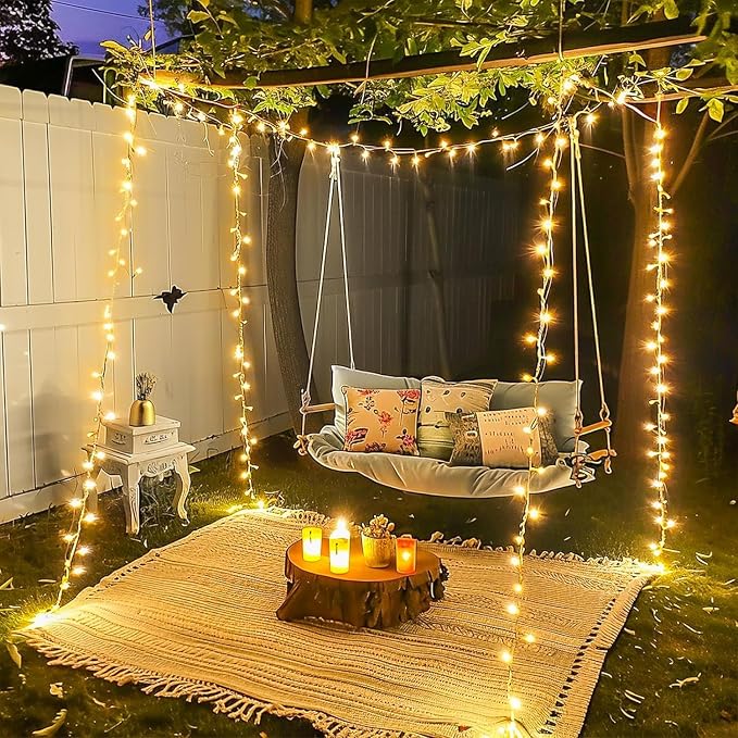JMEXSUSS 99Ft Christmas Lights for Bedroom, 300 LED String Lights Indoor | Twinkle Lights Outdoor Waterproof Clear Wire, 8 Modes Classroom Lights Plug in for Christmas Tree Bedroom Xmas Decor