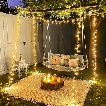 JMEXSUSS 99Ft Christmas Lights for Bedroom, 300 LED String Lights Indoor | Twinkle Lights Outdoor Waterproof Clear Wire, 8 Modes Classroom Lights Plug in for Christmas Tree Bedroom Xmas Decor