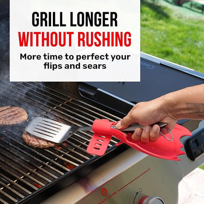 Grillbot Heat Resistant BBQ Heat Shield for Utensils, Protect Hands from Burns, Splatter & Flare-Ups, BPA-Free Silicone, Dishwasher Safe, Universal Fit, Perfect Grill Gift for Men (Red, Bat)