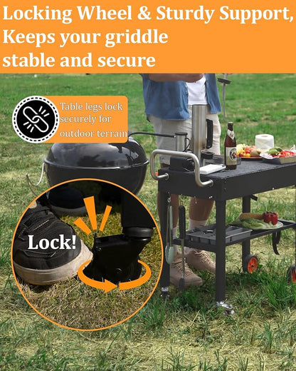Grill Table and Grill Cover Fit Blackstone Griddle 22” or 17” and stand | Grill Cover for Blackstone 22 inch Griddle and Stand,Barbeque Griddle Cover Waterproof,BBQ Cover with Windproof Straps