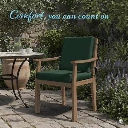 California Umbrella Outdoor Dining Chair, Patio Seat Cushion, 20 x 40 Inch, Premium Outdoor Memory Foam, Fade Resistant Sunbrella Fabric, Fabric Ties,Forest Green