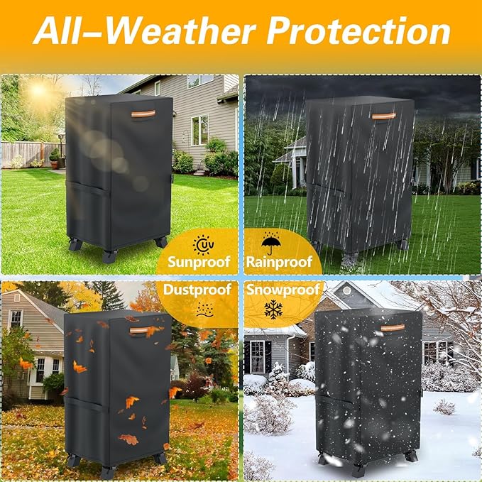 EVRBUL 40-inch Vertical Smoker Cover, 420D Heavy Duty Waterproof Outdoor Digital Electric BBQ Smoker Grill Cover Fit for Masterbuilt 40 in Cover, 24.5" W x 17" D x 39" H (Black)