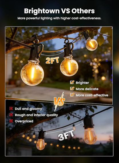 Brightown 58FT 26LED Solar String Lights Outdoor with USB Port, Shatterproof Bulbs, 3 Lighting Modes, Patio Lights Solar Powered for Camping Backyard Garden Decor - Last for 20+Hrs