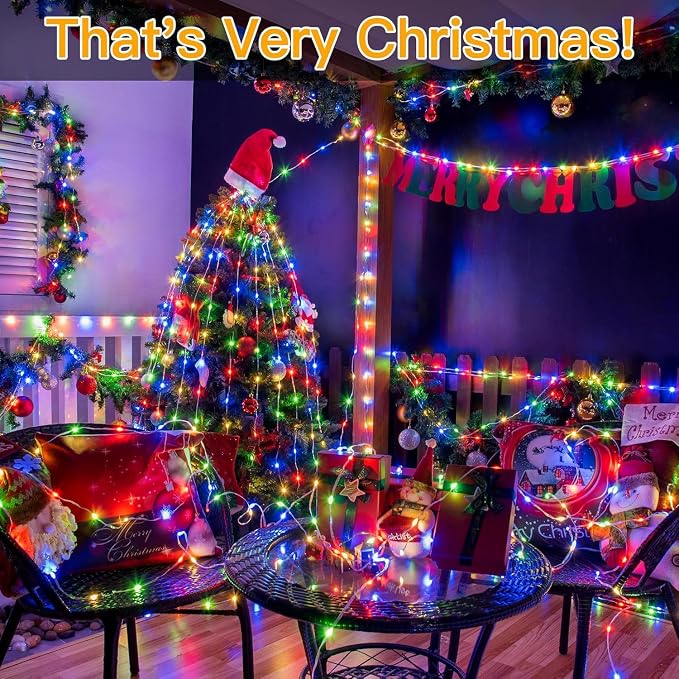 Ollny Outdoor Christmas Lights 1000LED 328FT, Multicolor Fairy Lights IP67 Waterproof, Plug in String Light with Remote 8 Modes Timer, Xmas Light for Outside Indoor House Tree Decorations