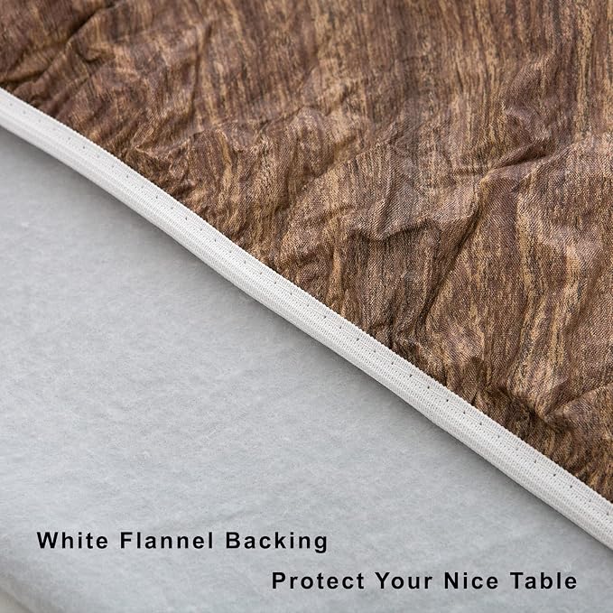 LIBERECOO Round Vinyl Fitted Tablecloth with Flannel Backing Elastic Edge Table Cover Waterproof Stain-Resistant Wipeable Tablecloths Fits 57-65" Round Tables
