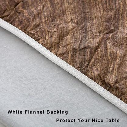 LIBERECOO Round Vinyl Fitted Tablecloth with Flannel Backing Elastic Edge Table Cover Waterproof Stain-Resistant Wipeable Tablecloths Fits 57-65" Round Tables