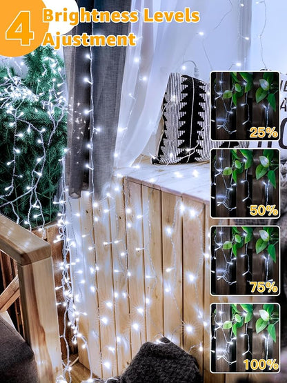 Guhope String Lights 1200LED 196FT, Waterproof Outdoor String Lights with Remote and Timer, 8 Modes Dimmable Fairy Lights for Indoor Outdoor Wedding Party Holiday Decorations (Cool White)