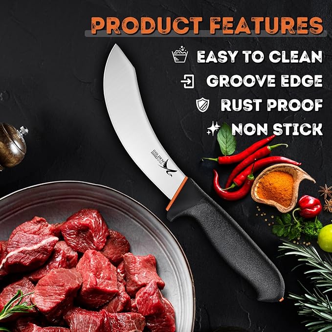 Golden Bird Professional Skinning Knife - 6 Inch Stainless Steel Meat Butcher, Multifunction Kitchen Knife, Meat Cutting Knives for Slaughter House