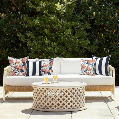 LVTXIII Outdoor/Indoor Pillow Covers, Patio Fade Resistant Throw Pillow Covers ONLY, Waterproof Farmhouse Accent Cushion Cases for Sofa Patio Couch Decoration 20"x20" Set of 2, Red Chrysanthemum