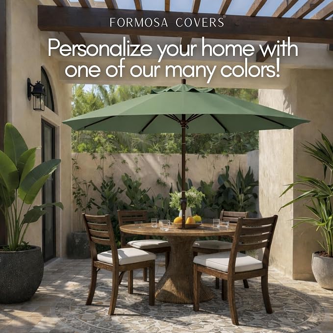 Formosa Covers 9ft 6 Ribs Market Patio Umbrella Replacement Canopy - Top Canvas - 600D UV Protective and Water Resistant Umbrella Fabric - Premium Replacement Canopy Cover ONLY (Sage Green)
